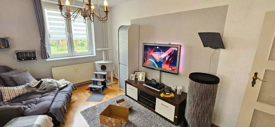 Living room: the original phone photo, before Yokva